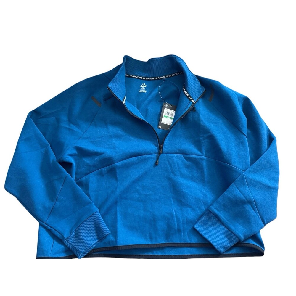 Under Armour‎ Pullover Unstoppable Fleece Crop 1/4 Zip Womens Size L Blue NWT
